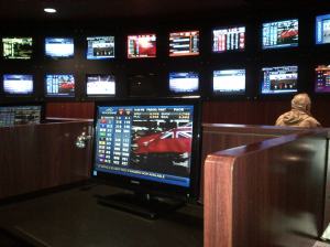 Cozy indoor area for simulcast betting. Or, a nice place to cool off in the summer.